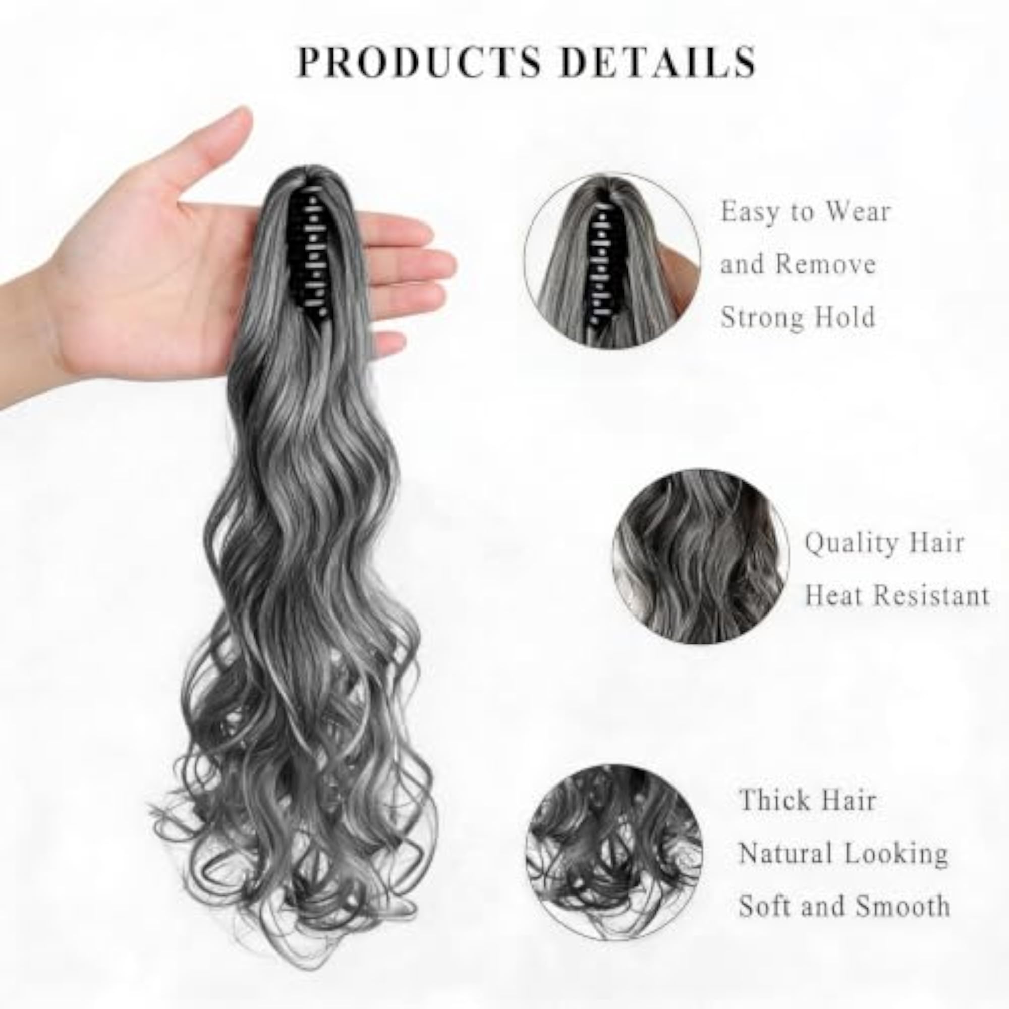 100% Human Claw Clip Ponytail Extension for Women